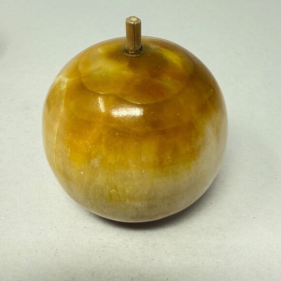 Alabaster Fruit Set of 4 Pieces Peach Apples Mango Stone Marble Vintage - Picture 13 of 16